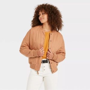 Universal Thread neutral quilted bomber jacket
